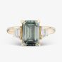 18ct Gold Certified 3.82ct Green Emerald Cut Lab Grown Diamond Trilogy Ring PO6877-3SEC07