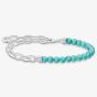 THOMAS SABO Silver Link & Synthetic Turquoise Beaded Charm Bracelet A2098-404-17