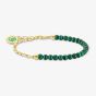 THOMAS SABO Gold Plated Member Charm Green Bead Bracelet A2130-140-6-L17V