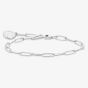 THOMAS SABO Silver White Cold Enamel Long Link Charm Bracelet X0286-007-21