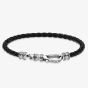 THOMAS SABO Sterling Silver Black Leather Strap Lobster Clasp Bracelet A1931-682-11-L17
