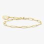 THOMAS SABO Gold Plated White Cold Enamel Long Link Charm Bracelet X0286-427-39