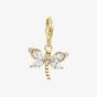 THOMAS SABO 18ct Yellow Gold Plated Cubic Zirconia Dragonfly Pendant Charm 1872-M01-14