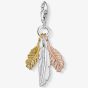 THOMAS SABO Silver Gold And Rose Gold Plated Feathers Charm 1010-431-12