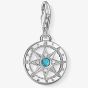 THOMAS SABO Silver Pavé Synthetic Turquoise Compass Charm 1228-405-17