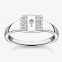 THOMAS SABO Silver & Cubic Zirconia Padlock Signet Ring TR2372-051-14