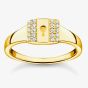 THOMAS SABO 18ct Yellow Gold Plated & Cubic Zirconia Padlock Signet Ring TR2372-414-14