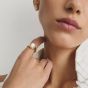 THOMAS SABO Fluid Elegance 18ct Yellow Gold Plated Mother of Pearl Halo Signet Ring TR2542-M01-14