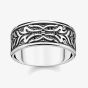 THOMAS SABO Blackened Sterling Silver Black Cubic Zirconia Tiger Pattern Ring TR2291-643-11