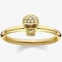 THOMAS SABO Rebel At Heart Gold Plated Diamond Skull Ring D_TR0030-924-39