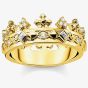 THOMAS SABO Gold Plated Cubic Zirconia Crown Ring TR2302-414-14