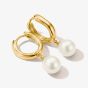 THOMAS SABO Bold Elegance 18ct Yellow Gold Plated Freshwater Pearl Drop Hoop Earrings CR766-430-14