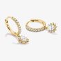 THOMAS SABO Classics 18ct Yellow Gold Plated Cubic Zirconia Teardrop Cluster Drop Hoop Earrings CR748-M01-14