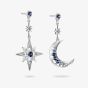 THOMAS SABO Sterling Silver & Blue Crystal Moon & Star Drop Stud Earrings H2379-166-1