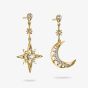 THOMAS SABO 18ct Yellow Gold Plated Cubic Zirconia Moon & Star Drop Stud Earrings H2379-M01-14