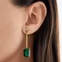 THOMAS SABO Ladies Gold-Plated Green Octagon Dropper Earrings H2176-971-6