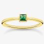 THOMAS SABO Gold Plated Green Stone Ring TR2395-472-6