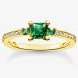THOMAS SABO Gold Plated Three Green Stone Ring TR2402-917-6