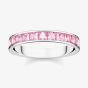 THOMAS SABO Silver & Pink Princess Cut Cubic Zirconia Channel Set Ring TR2358-051-9