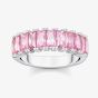 THOMAS SABO Silver & Pink Baguette Cut Cubic Zirconia Ring TR2366-051-9