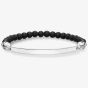THOMAS SABO Silver 2 Skull Matte Obsidian Bracelet LBA0015-704-11