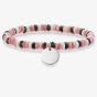 THOMAS SABO Silver Disc Pink Black White Stone Bracelet LBA0026-833-7