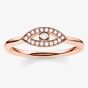 THOMAS SABO Silver Rose Gold Plated Cubic Zirconia Nazar Eye Ring TR2075-416-14