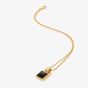 Hot Diamonds 18ct Gold Plated Black Onyx Diamond Square Pendant Necklace DP914