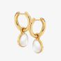 Hot Diamonds Calm 18ct Gold Plated Mother Of Pearl Diamond Hoop Dropper Earrings DE671