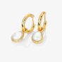 Hot Diamonds Calm 18ct Gold Plated Mother Of Pearl Diamond Hoop Dropper Earrings DE671