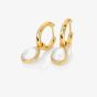 Hot Diamonds Calm 18ct Gold Plated Mother Of Pearl Diamond Hoop Dropper Earrings DE671