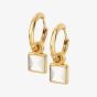 Hot Diamonds Revive 18ct Gold Plated Mother Of Pearl Diamond Square Hoop Dropper Earrings DE714