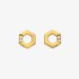 Hot Diamonds HD X Golden Edit Hexagon White Topaz Stud Earrings DE756