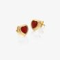 Hot Diamonds 18ct Yellow Gold Plated Red Agate Heart Stud Earrings DE796