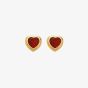 Hot Diamonds 18ct Yellow Gold Plated Red Agate Heart Stud Earrings DE796