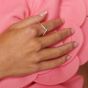 Hot Diamonds Lustre Sterling Silver White Topaz & Diamond Wishbone Ring DR315