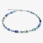 Coeur De Lion GeoCUBE Iconic Blue Green Crystal Bead Necklace 2838/10-0705