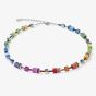 Coeur De Lion GeoCUBE Multicolour Rainbow Silver Crystal Bead Necklace 2838/10-1520