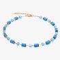 Coeur De Lion GeoCUBE Iconic Mono Turquoise & Gold Crystal Necklace 4020/10-0600