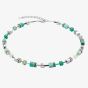 Coeur De LionLadies GeoCUBE Silver & Green Square Crystal Necklace 2838/10-0500
