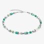 Coeur De Lion GeoCUBE Iconic Silver & Green Multi Stone Necklace 2830/10-0500