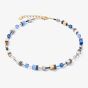 Coeur De Lion GeoCUBE Gold Tone Blue Multi Stone Necklace 2839/10-0716