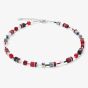 Coeur De Lion GeoCUBE Red & Grey Multi Stone Necklace 4014/10-0312