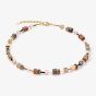 Coeur De Lion GeoCUBE Gold Tone & Brown Multi Stone Necklace 4905/10-1100