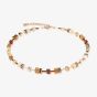 Coeur De Lion GeoCUBE Rose Gold Tone Mocha Multi Stone Necklace 2838/10-1100