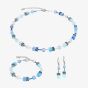 Coeur De Lion GeoCUBE Iconic Silver Aqua Blue Necklace 2838/10-2007