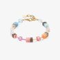 Coeur De Lion GeoCUBE Gold Plated Aqua Apricot Bead Bracelet 2838/30-2028