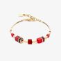 Coeur De Lion GeoCUBE Iconic Lite Gold Tone Red Multi Stone Bracelet 2800/30-0300