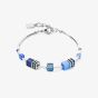 Coeur De Lion GeoCUBE Iconic Lite Silver Tone Blue Multi Stone Bracelet 2800/30-0700