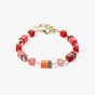 Coeur De Lion GeoCUBE Iconic Gold Tone Red Multi Stone Bracelet 2838/30-0300